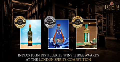 Paul John Nirvana Bags Gold Medal in Prestigious London Spirits Competition - John Distilleries only Indian Company to bag Awards in Three Categories